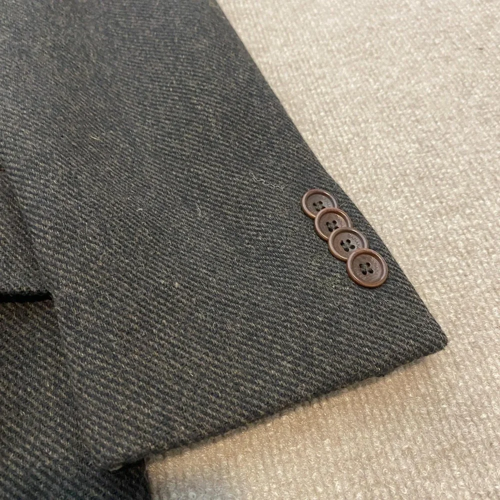 Banana Republic Coat Mens Small Gray Herringbone Wool Blend Overcoat Lined
